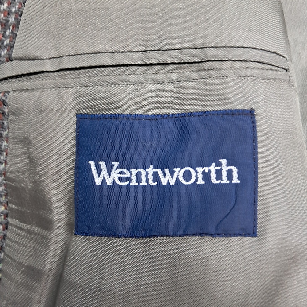 Wentworth Mens Grey Brown Houndstooth Two Button Blazer Sport Coat Jacket - Picture 5 of 10